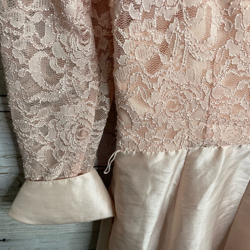 Eliza j pink lace long sleeve full dress with collar size 4 - Picture 11 of 14